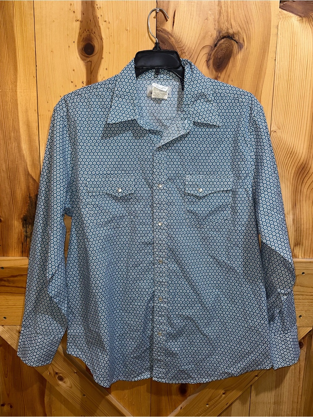 Wrangler Blue Printed Casual Button-Down Shirt